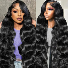 YUNXING 30 inch body wave lace front wig with 13x6 parting for a natural hairline.