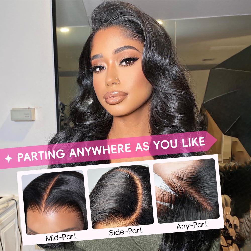 YUNXING virgin Brazilian hair body wave lace front wig with soft texture.