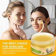 YURHERSU Pure Lanolin Face Balm applied to cheek in a gentle sweep