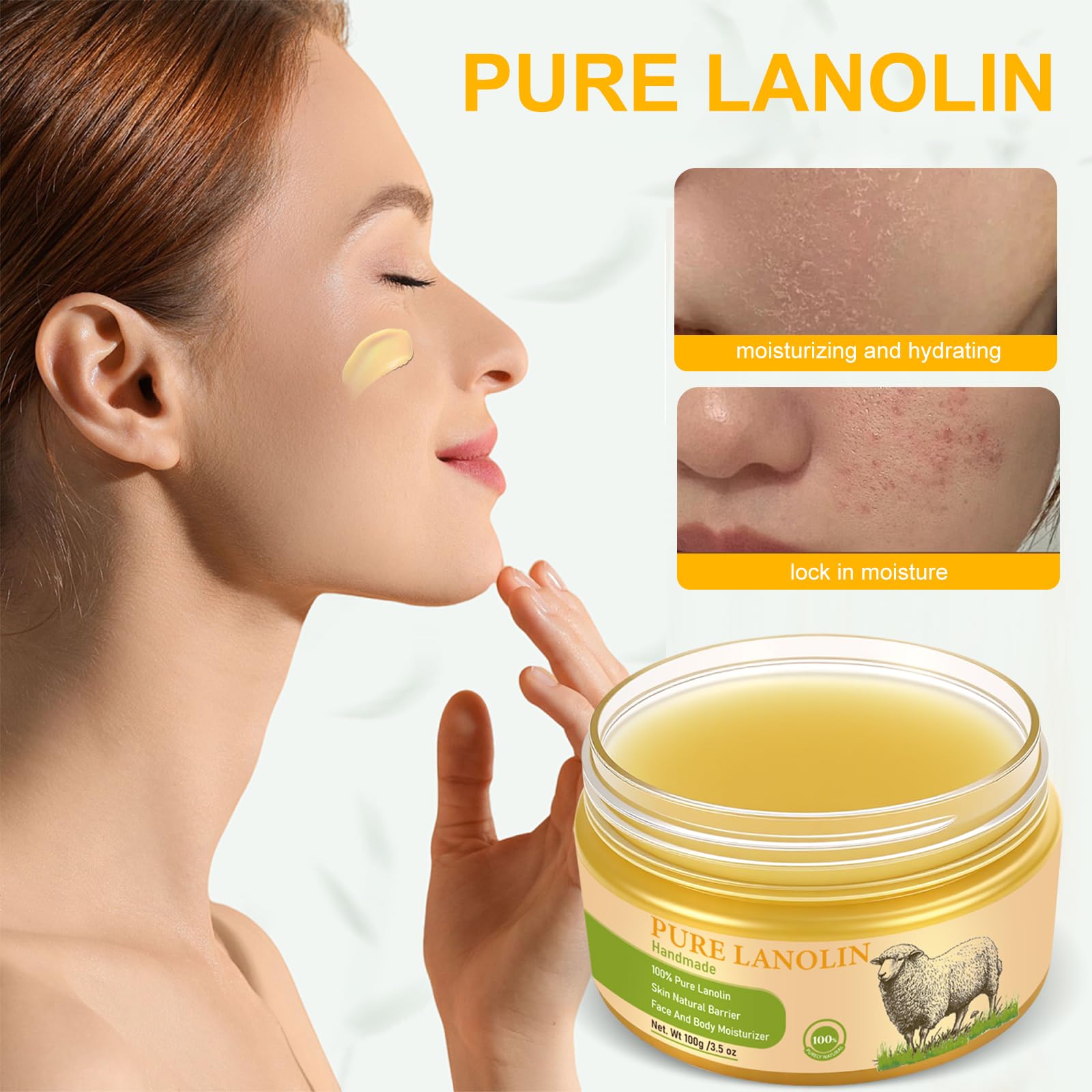 YURHERSU Pure Lanolin Face Balm texture swatch reveals rich, non-greasy absorption