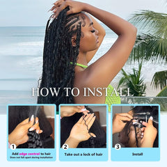 YUTU natural black boho braids in 16-inch length ready to style