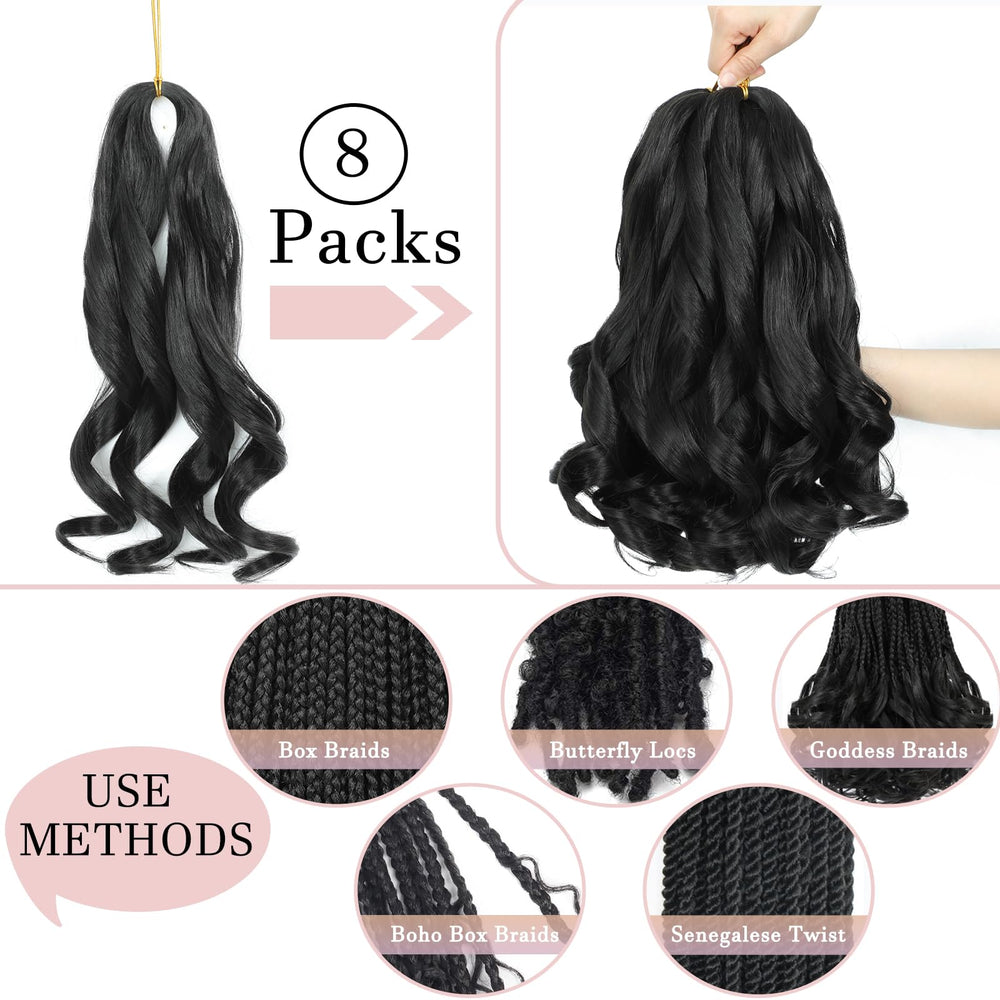 Yuuyee French Curl Braiding Hair 14inch bouncy loose wave texture for stylish looks.