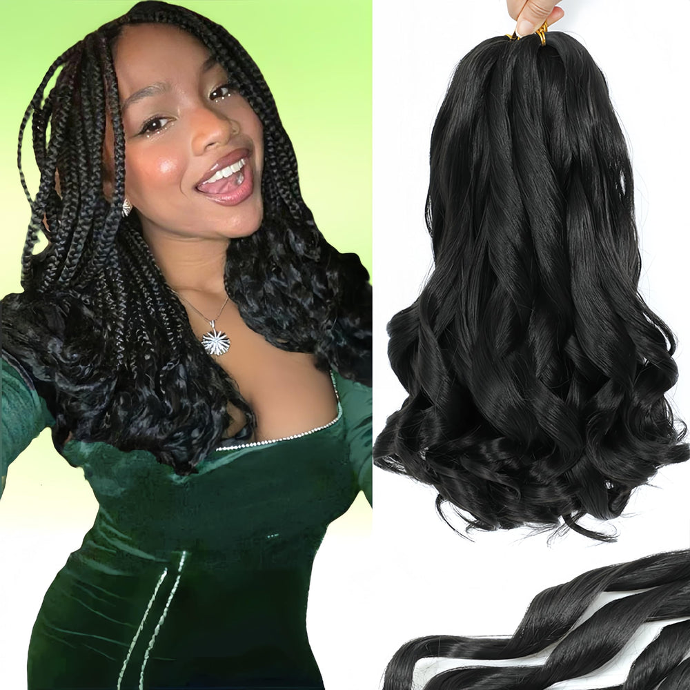 Yuuyee French Curl Braiding Hair 14inch closeup shows soft texture for versatile styling.