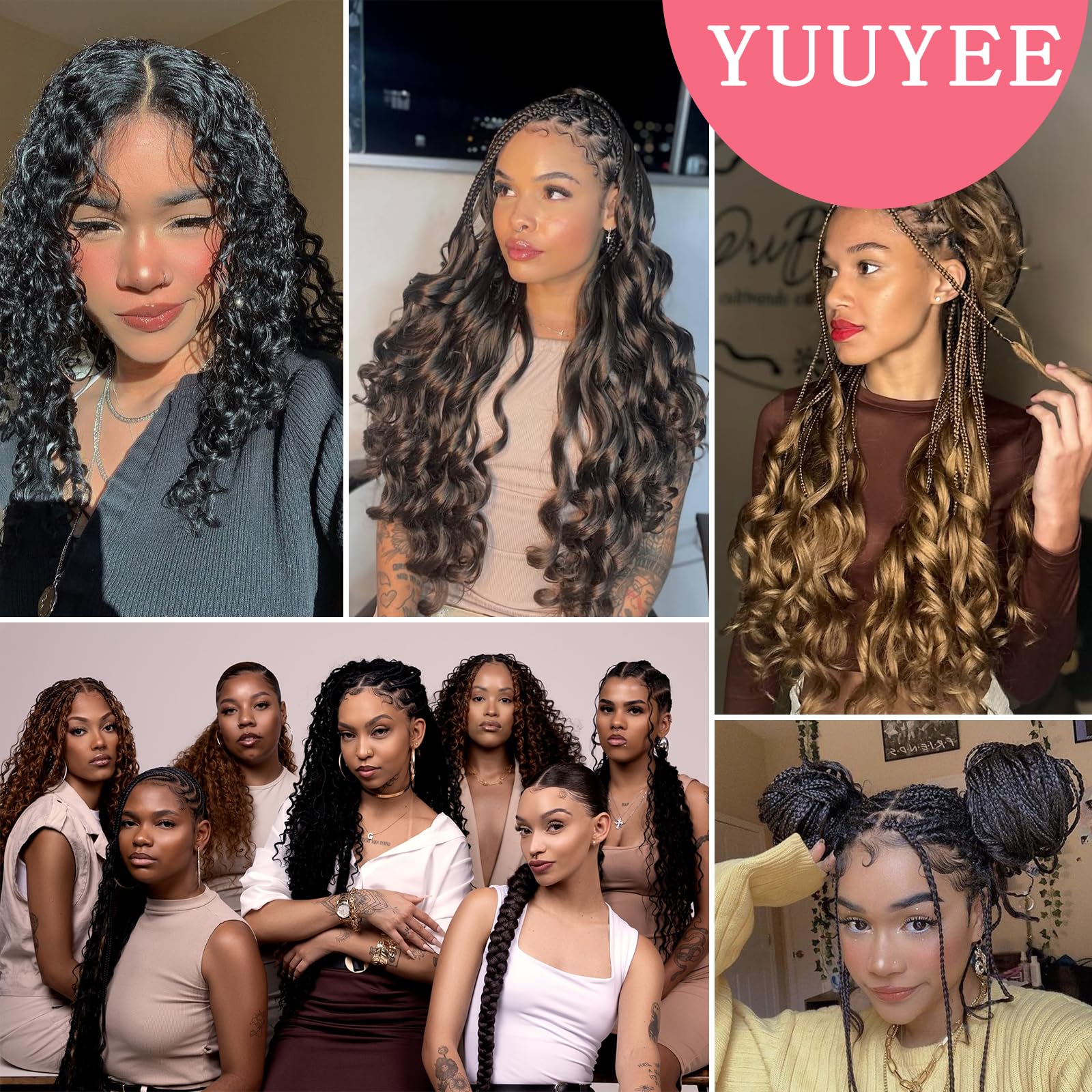 Yuuyee French Curl Braiding Hair 14inch color options suit different outfits.