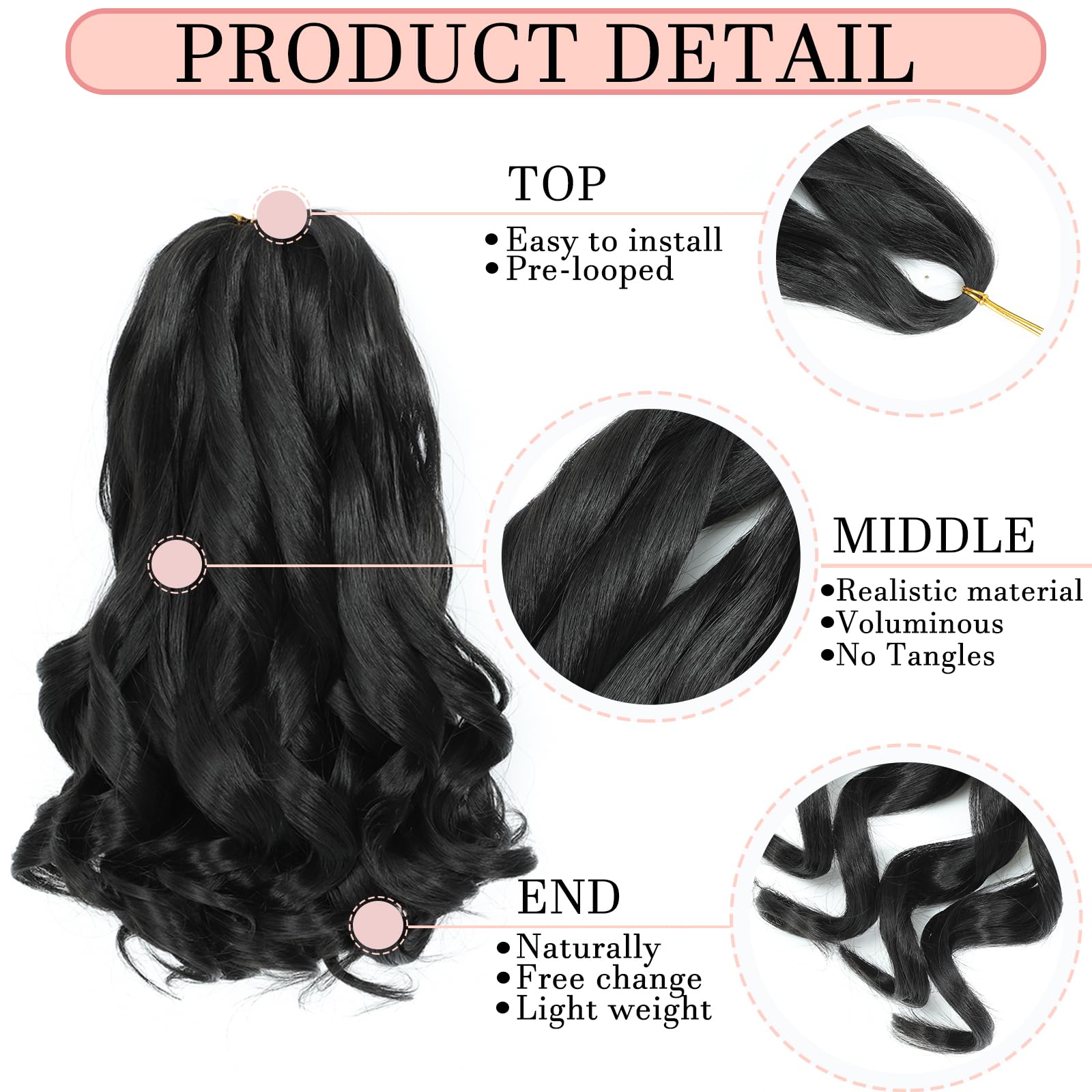 Yuuyee French Curl Braiding Hair 14inch pack display highlights eight strands for a full look.