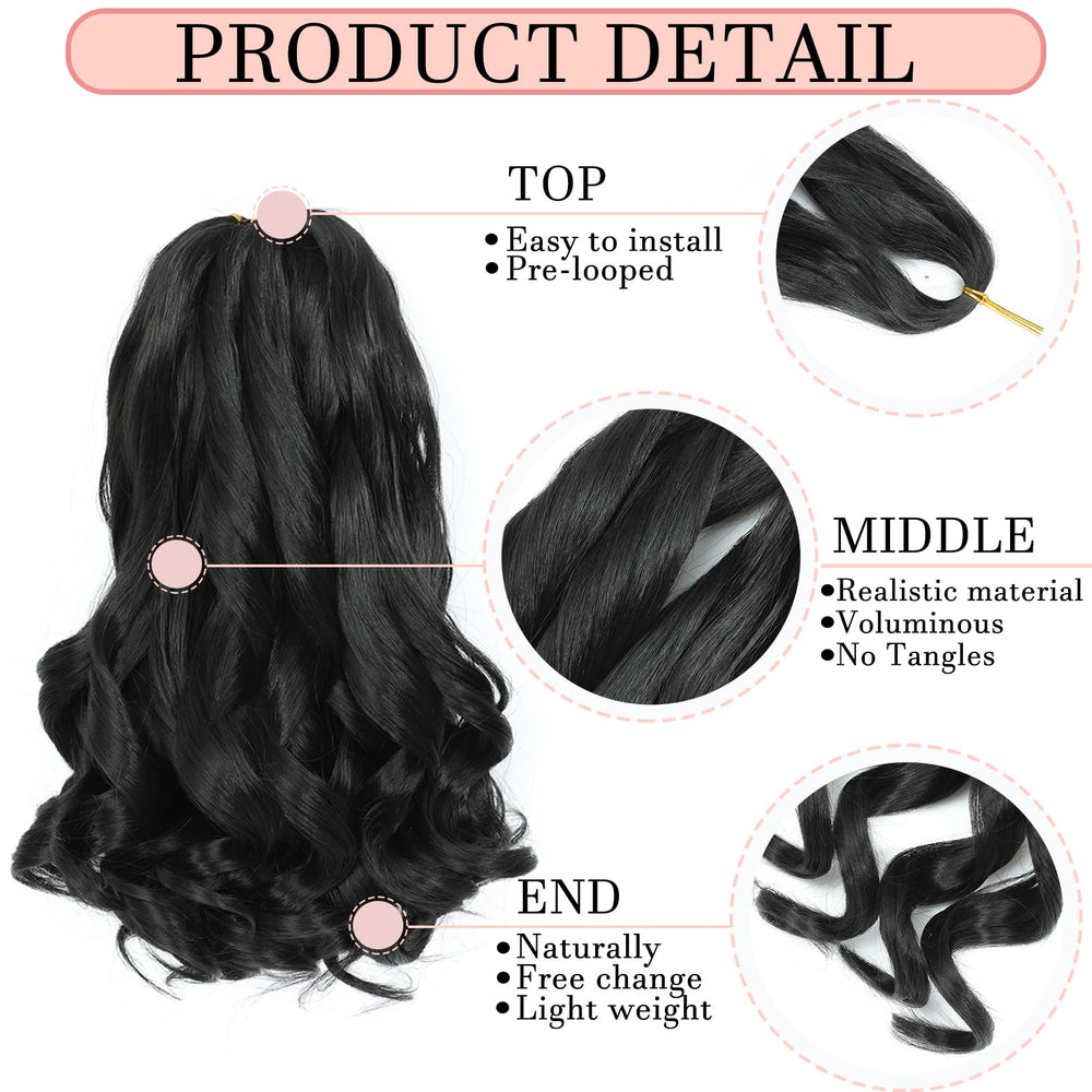 Yuuyee French Curl Braiding Hair 14inch pack display highlights eight strands for a full look.