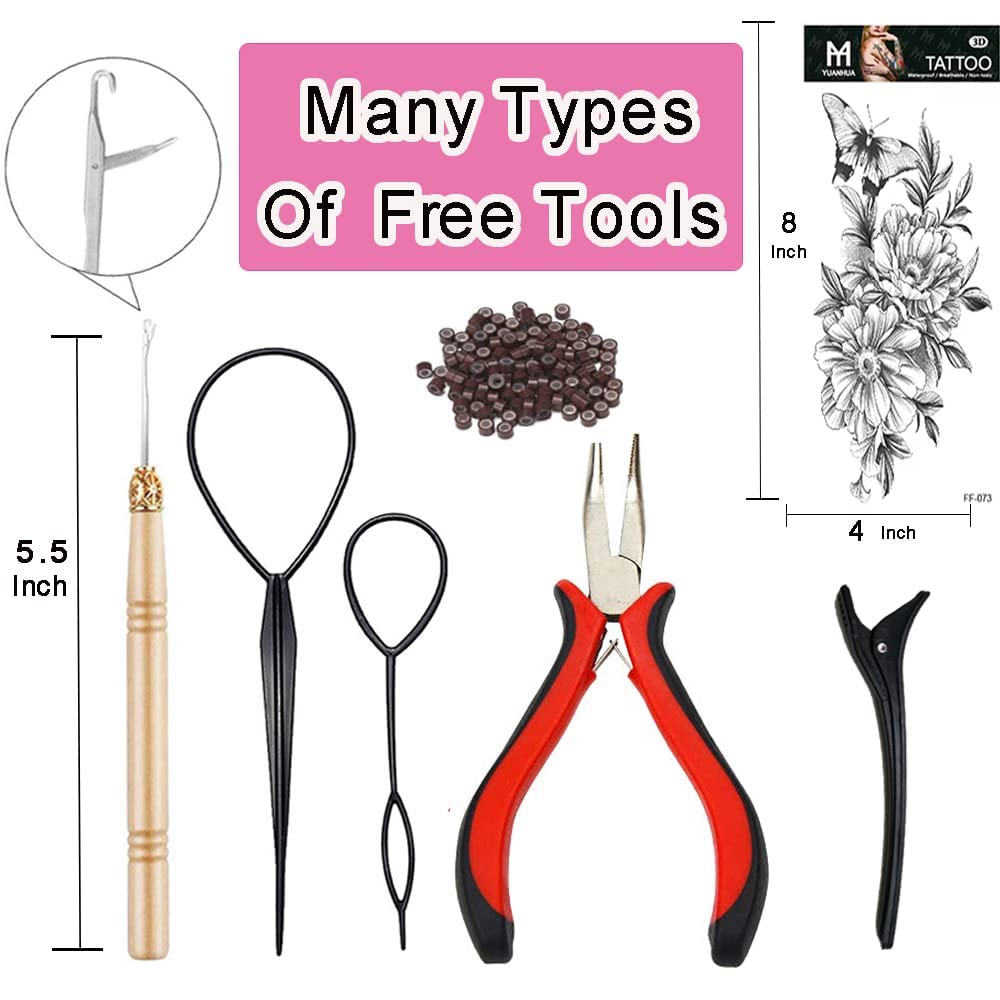 YUUYEE crochet hook and tweezer included for easy attachment