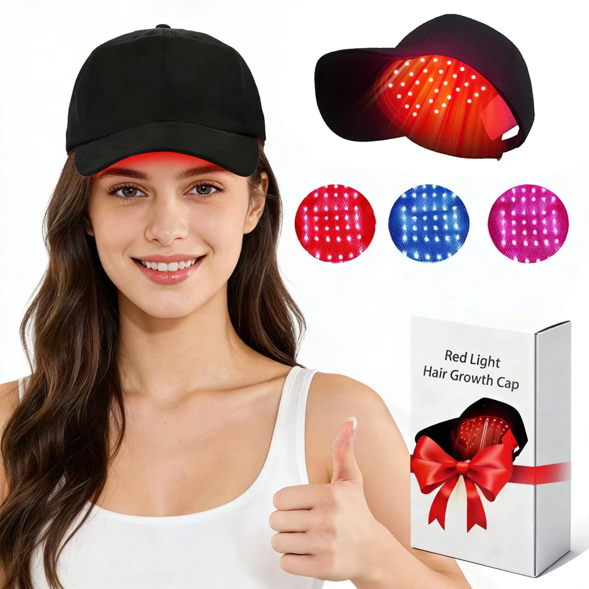 Yuxian Red Light Hair Growth Cap, front view, breathable wear for daily sessions