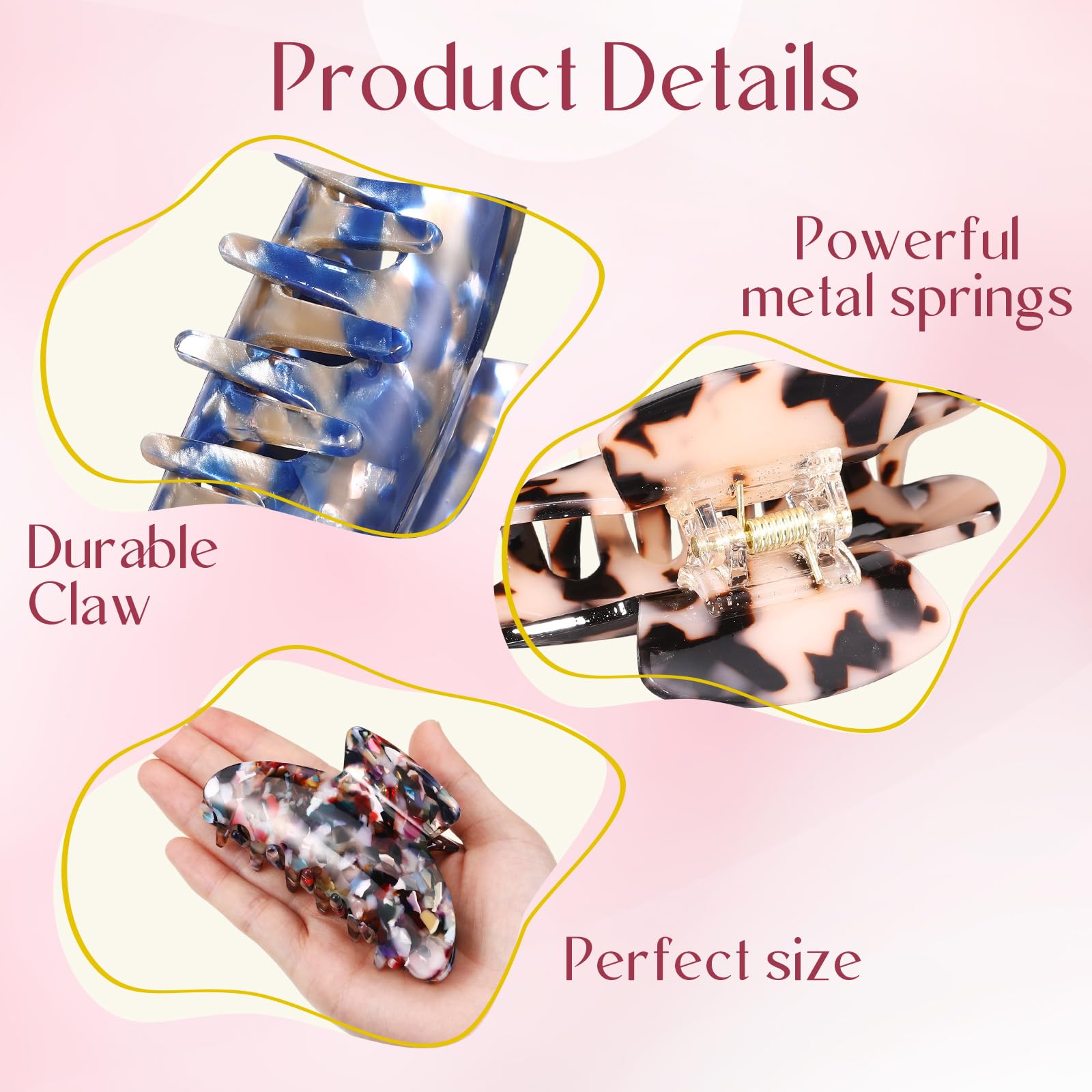 Yuxung large light brown acrylic hair clip offers gentle hold for everyday wear
