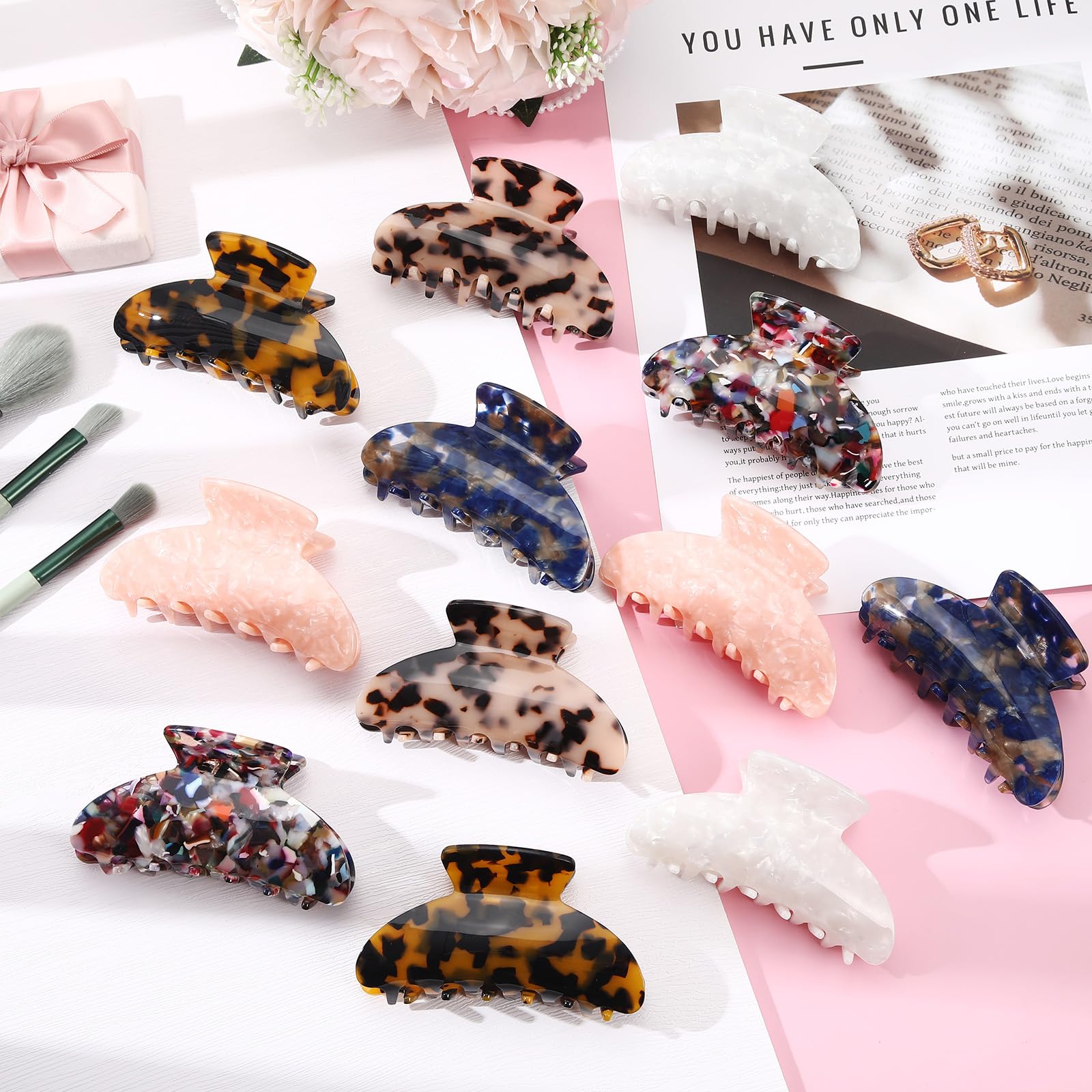 Yuxung large peach pink acrylic hair clip adds color while staying secure