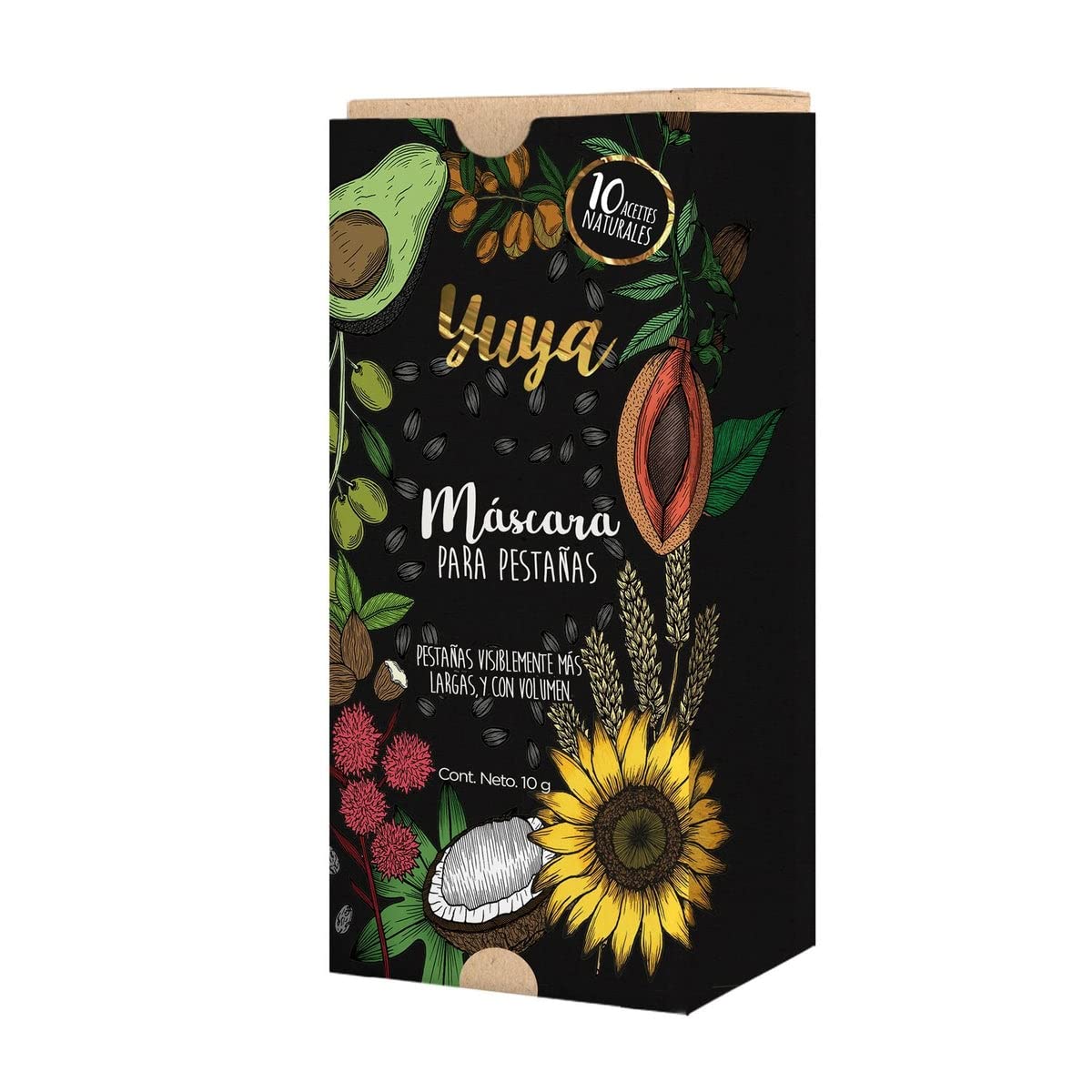 YuYa mascara packaging highlights natural oil formula for cruelty-free beauty