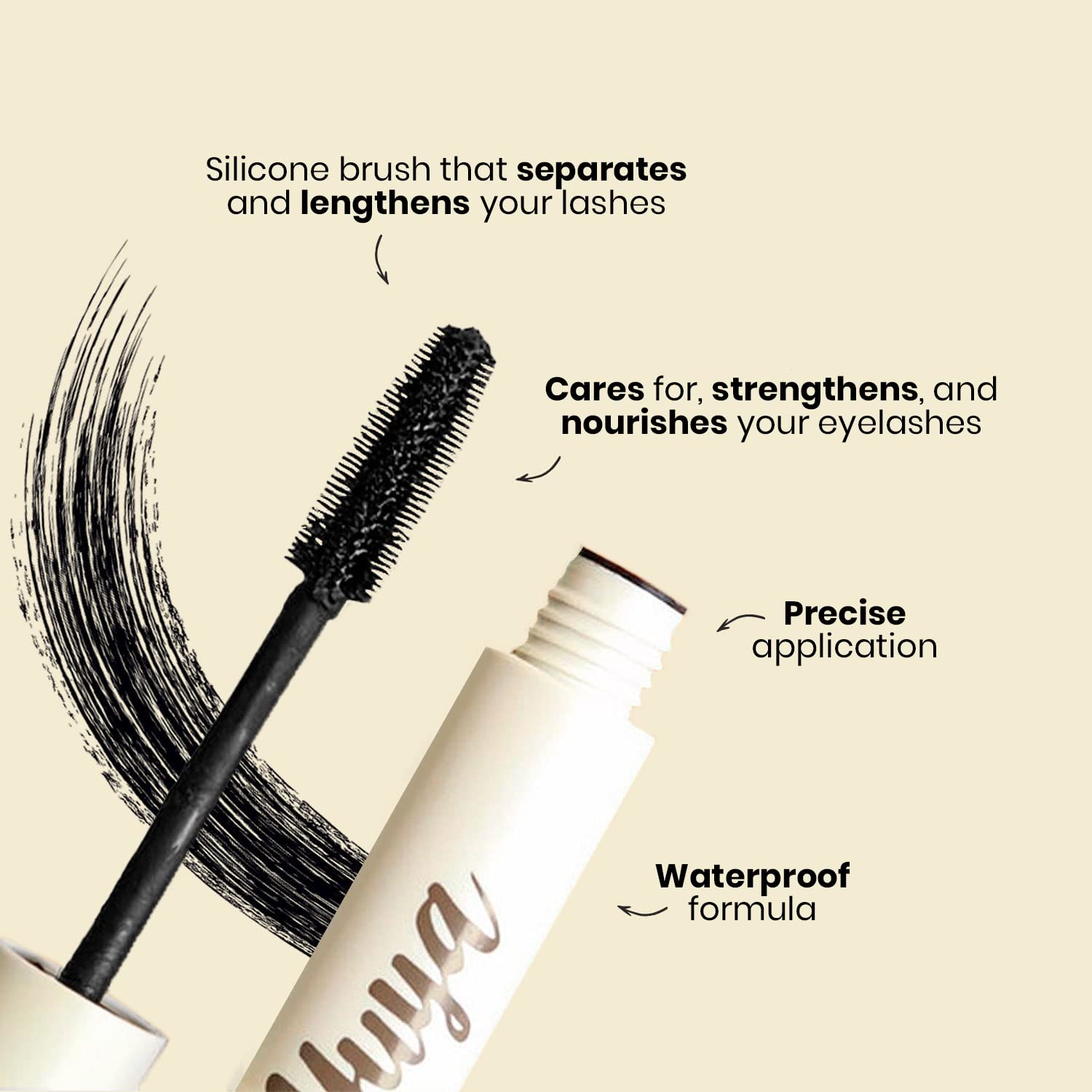 Voluminous result with YuYa mascara enhances lash fullness