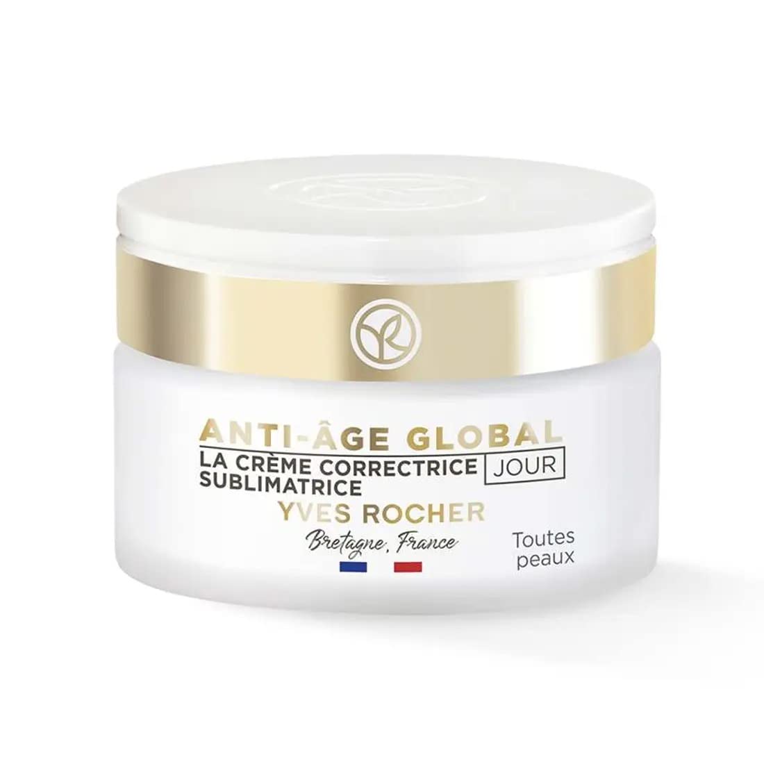 Yves Rocher anti-aging beautifying day cream in jar for dry skin nourishment
