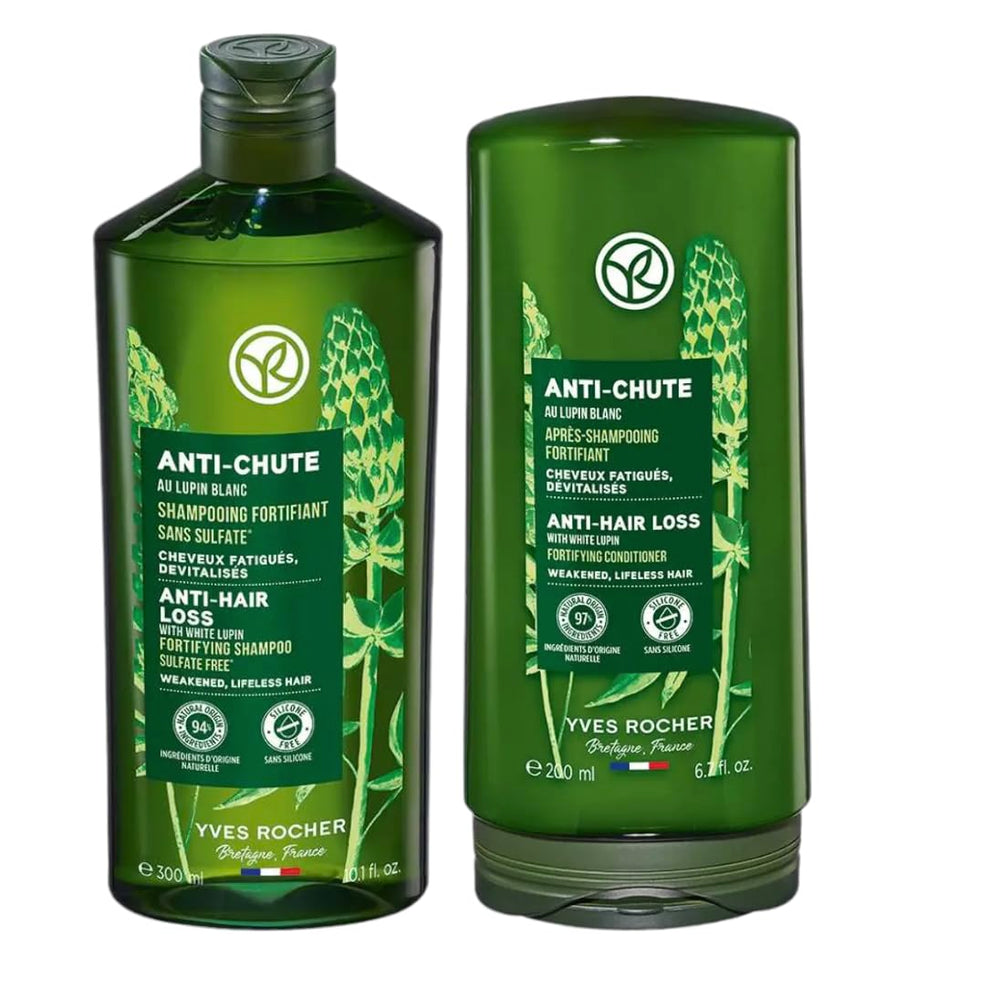 Yves Rocher botanical anti-hair-loss shampoo bottle strengthens strands