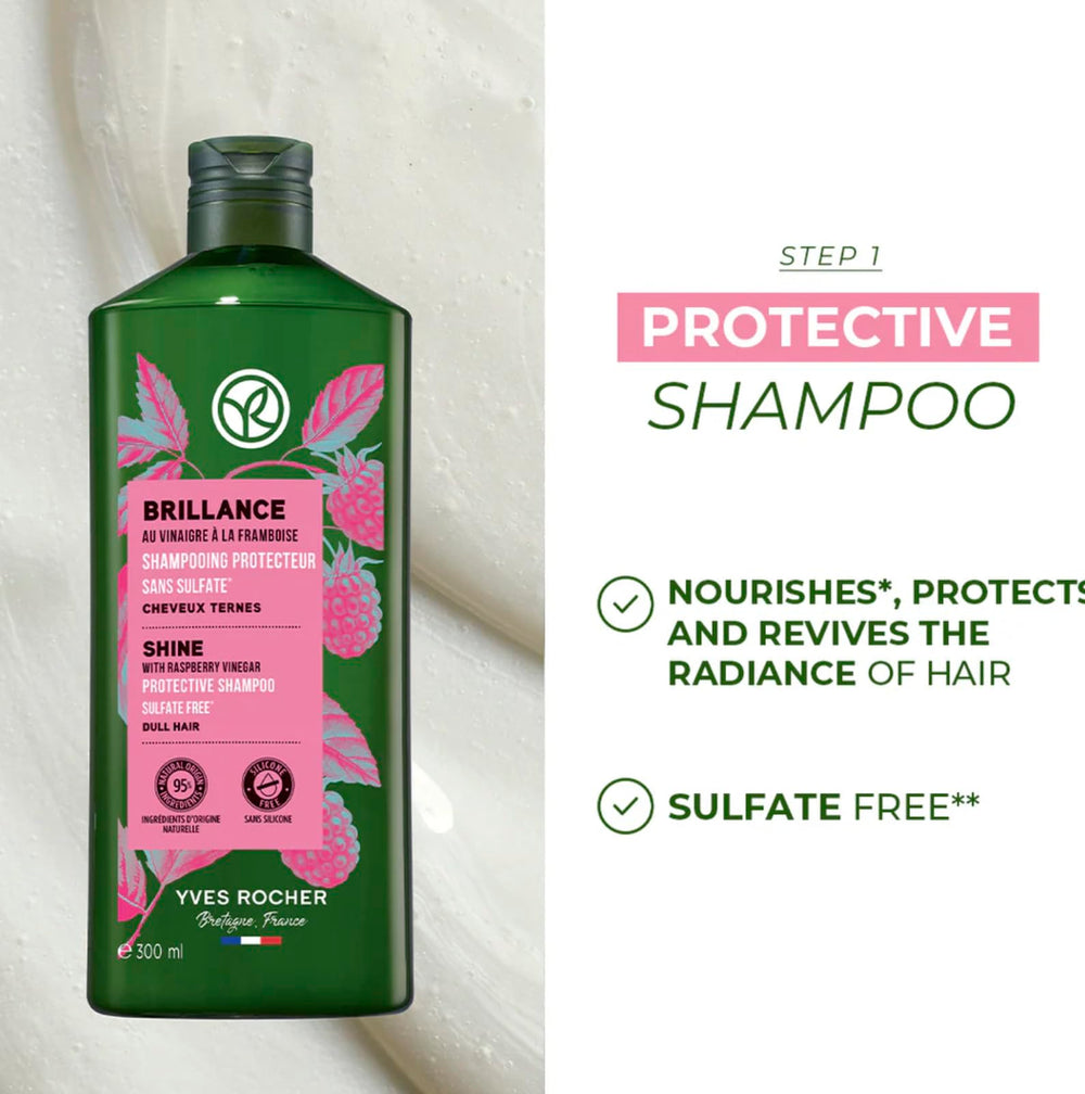 Close-up of Yves Rocher shampoo label showing sulfate-free color care.