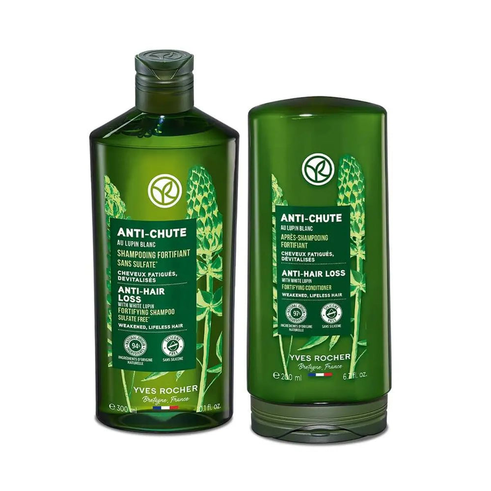 Yves Rocher Duet shampooing au lupin blanc fortifiant et démêlant pour cheveux plus faciles à coiffer