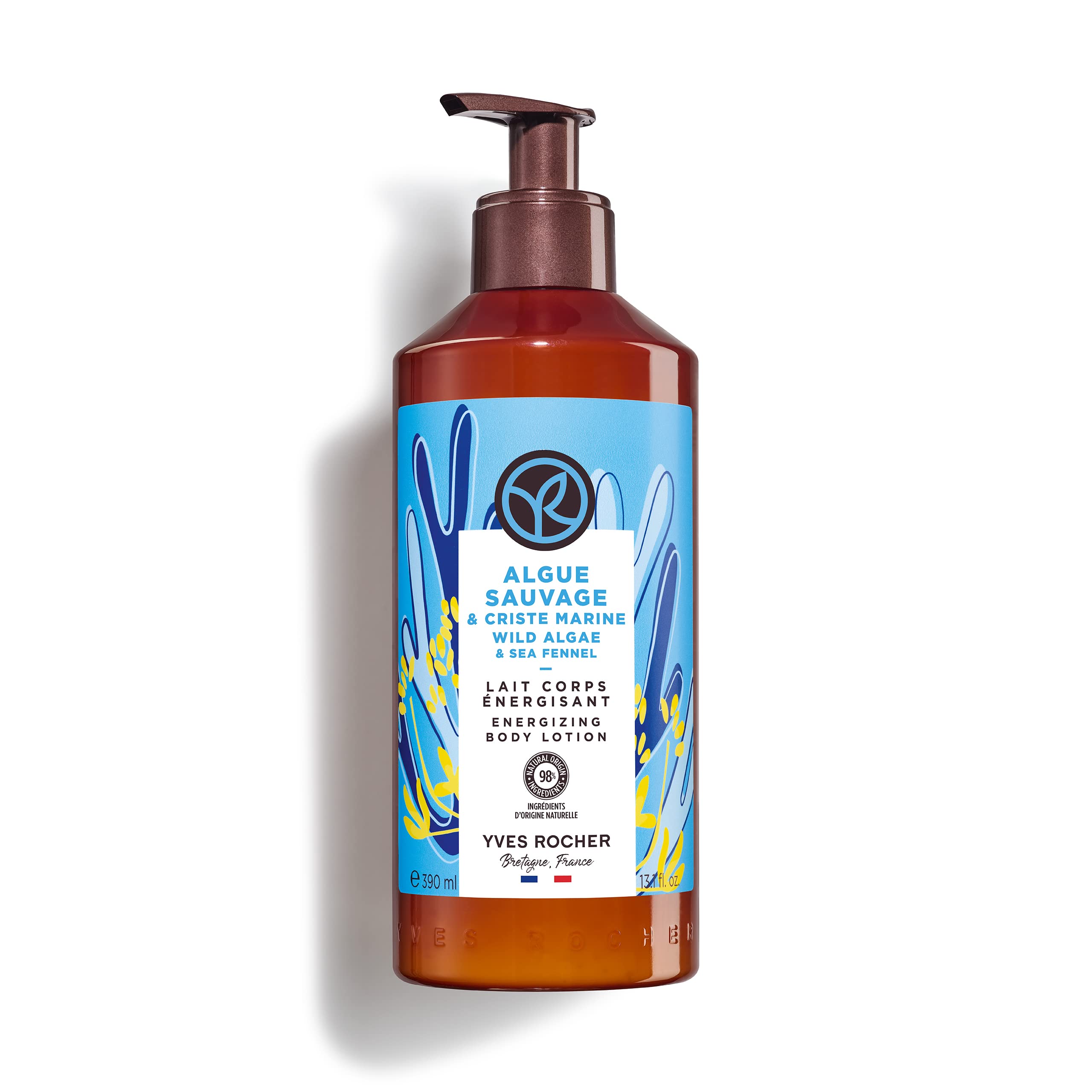 Yves Rocher Energizing Wild Algae and Sea Fennel Body Lotion bottle for daily hydration.