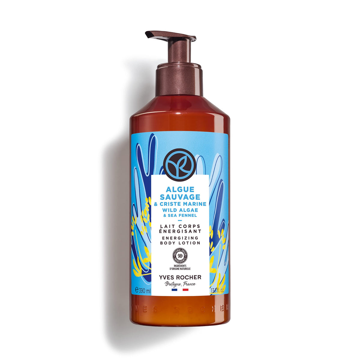 Yves Rocher Energizing Wild Algae and Sea Fennel Body Lotion bottle for daily hydration.