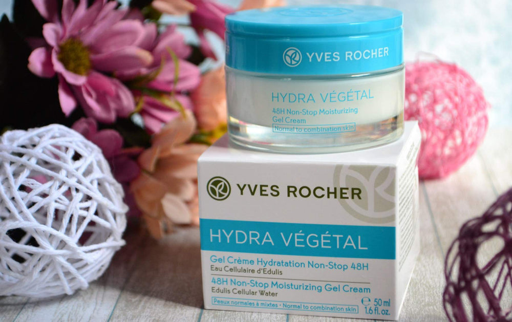 Yves Rocher Hydra Vegetal gel cream with brand logo on white background.