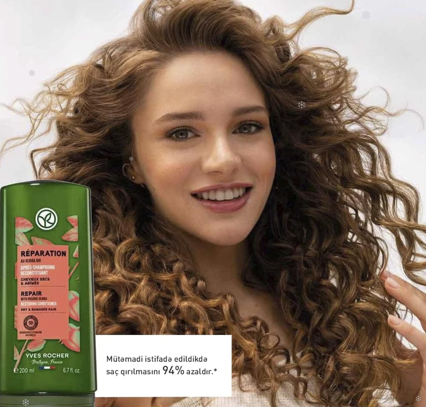 One-minute treatment for silky, healthy-looking hair with Yves Rocher conditioner.