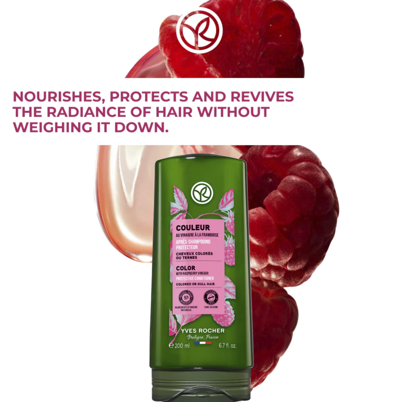 Milk-gel texture close-up suggests luxurious application while washing.
