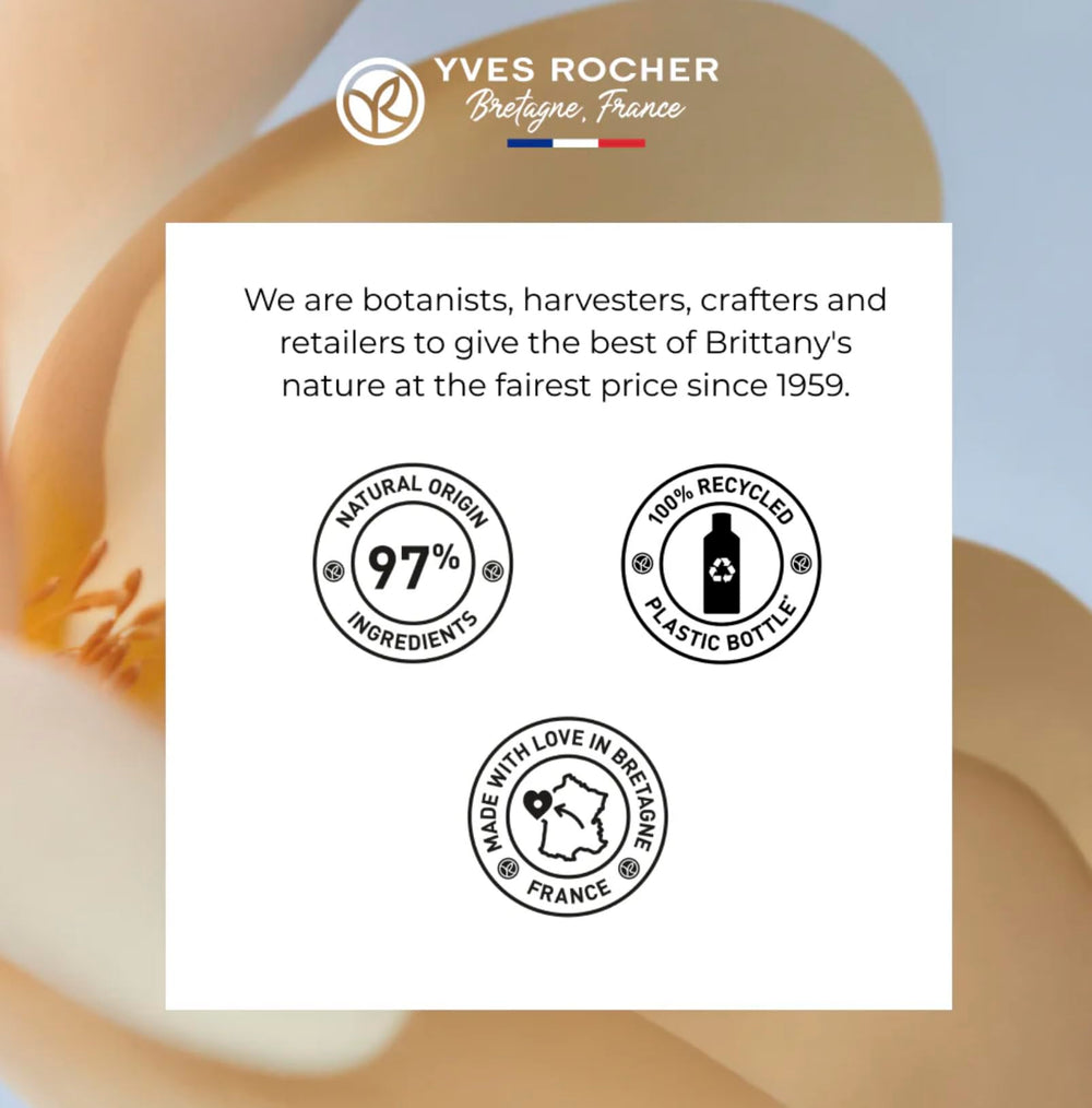 Yves Rocher Monoï Tahiti oil used after shower for lasting moisture.