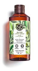 Yves Rocher Olive and Petitgrain relaxing gel bottle front for gentle nourishment