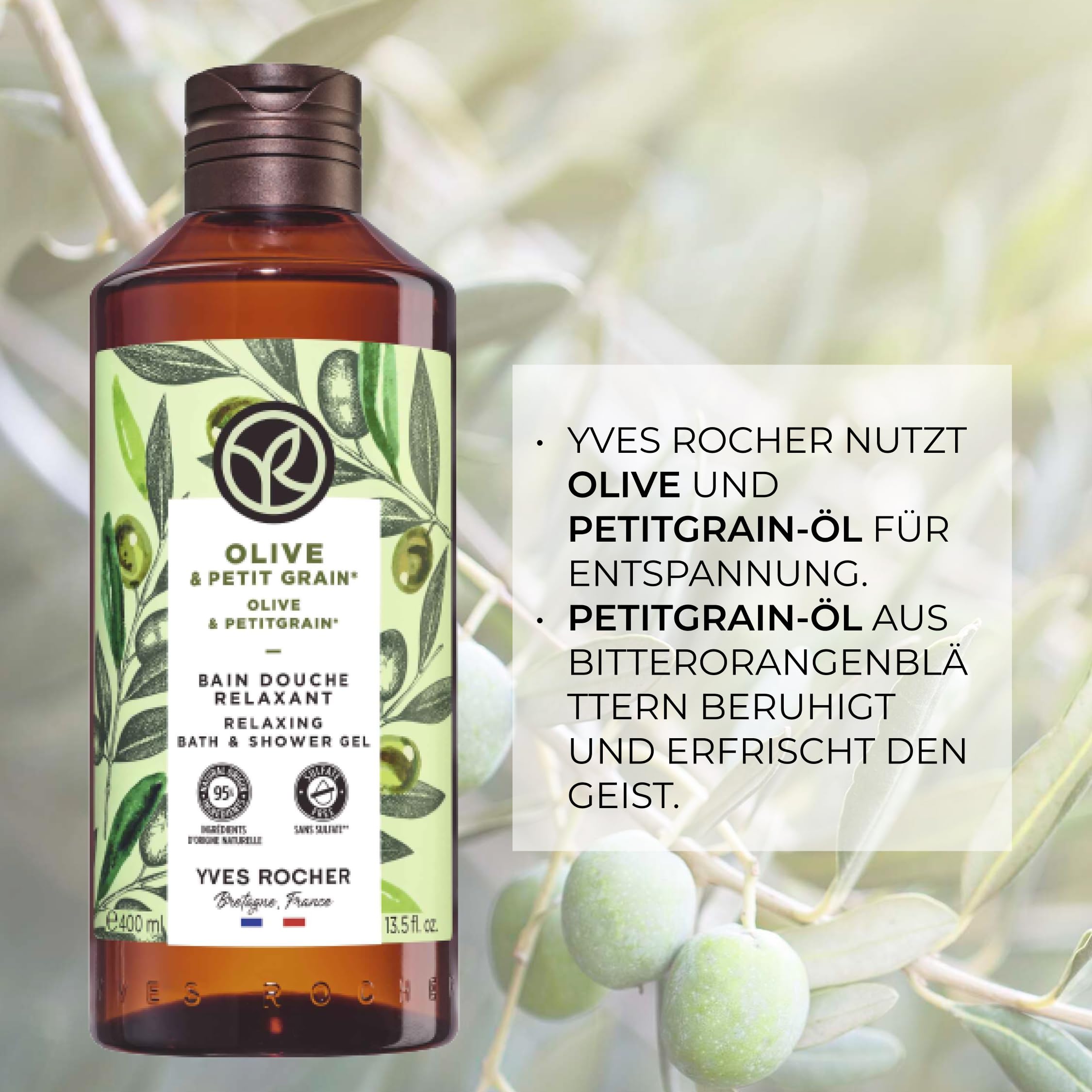 Yves Rocher gel packaging highlights eco-friendly materials and natural origins