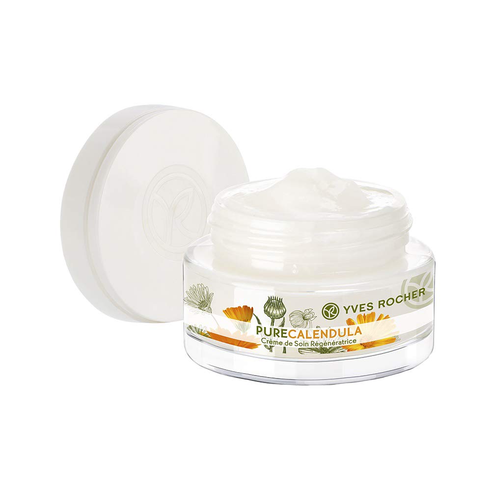 Yves Rocher calendula blossoms indicate natural origin and gentle softening properties