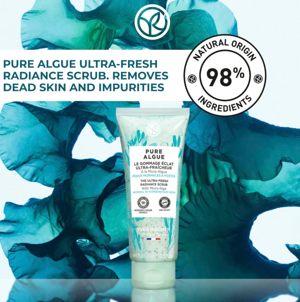 After-use radiant skin with Yves Rocher Pure Algue formula and botanicals
