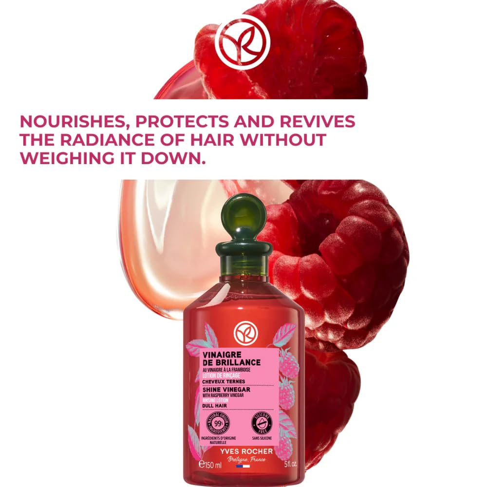 Post-use glow and smoothness on hair after Yves Rocher Rinse.