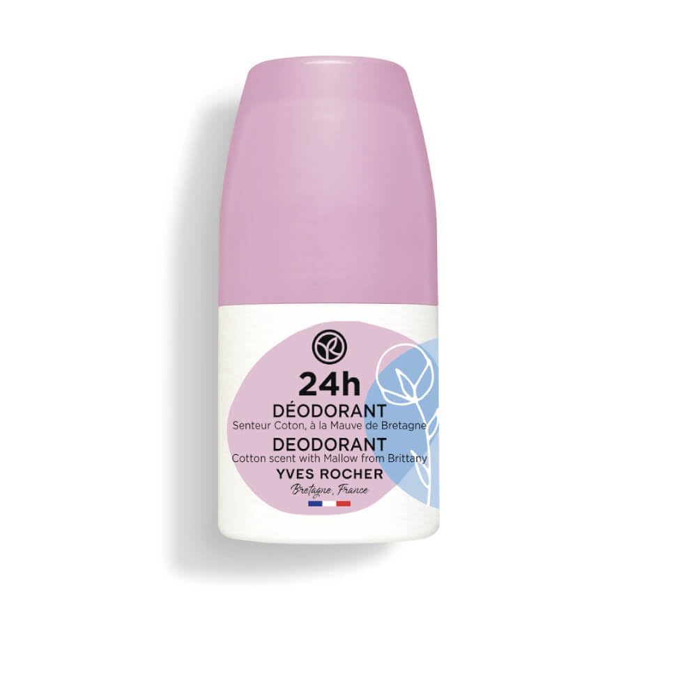 Yves Rocher roll-on deodorant cap showing compact 50 ml packaging for daily freshness