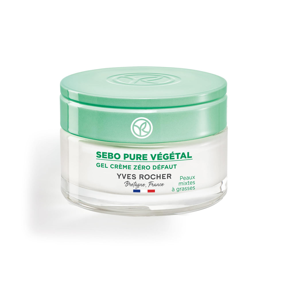 Yves Rocher Sebo Pure gel-cream bottle highlights Boreal Tea for oil control.