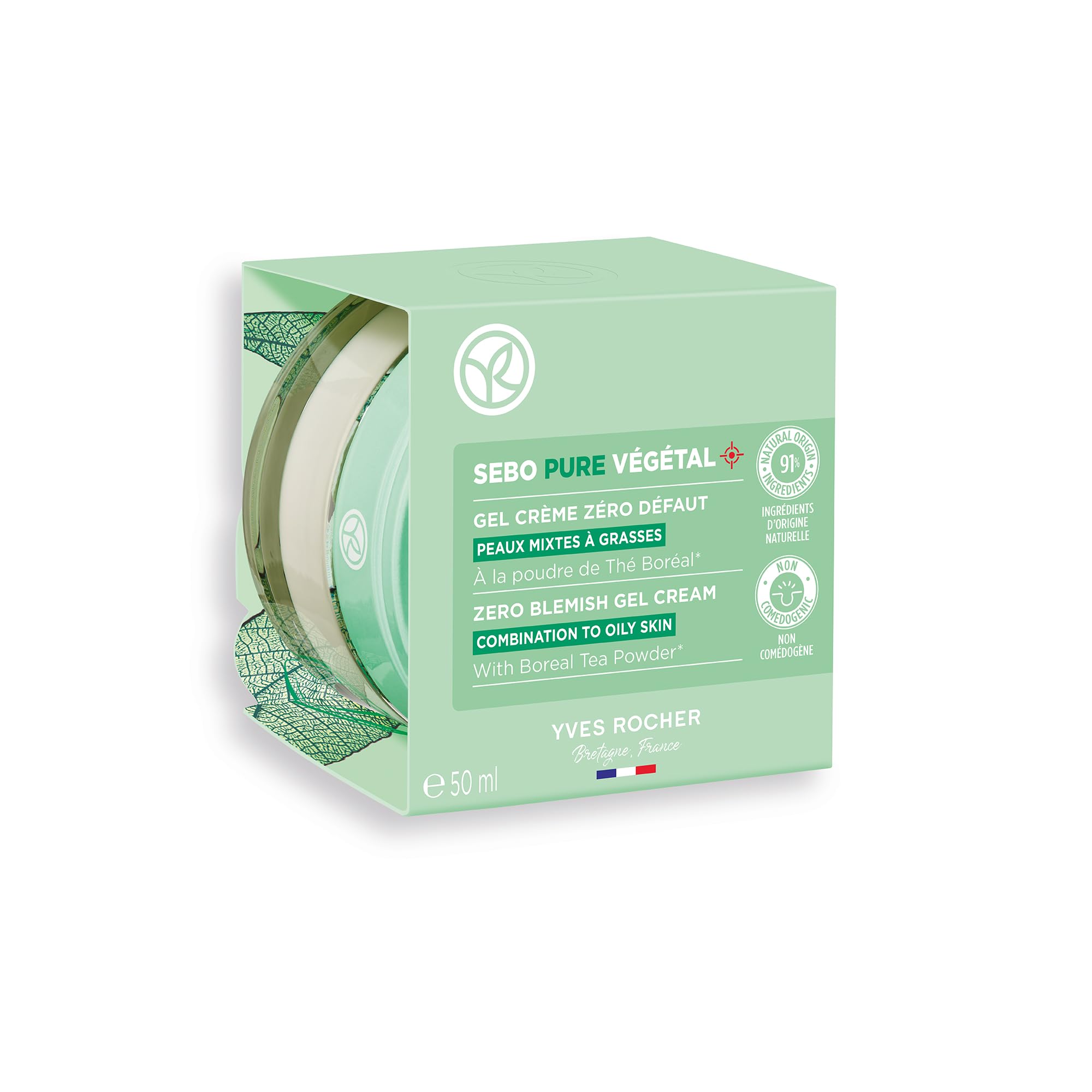Minimal packaging emphasizes a simple skincare routine with 50 ml bottle.