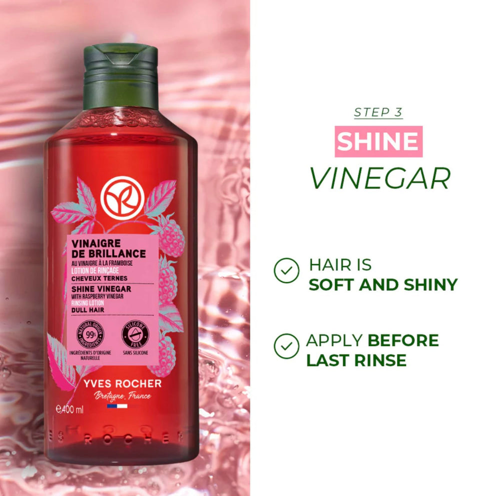 Yves Rocher set display packaging showcasing raspberry vinegar and shampoo duo