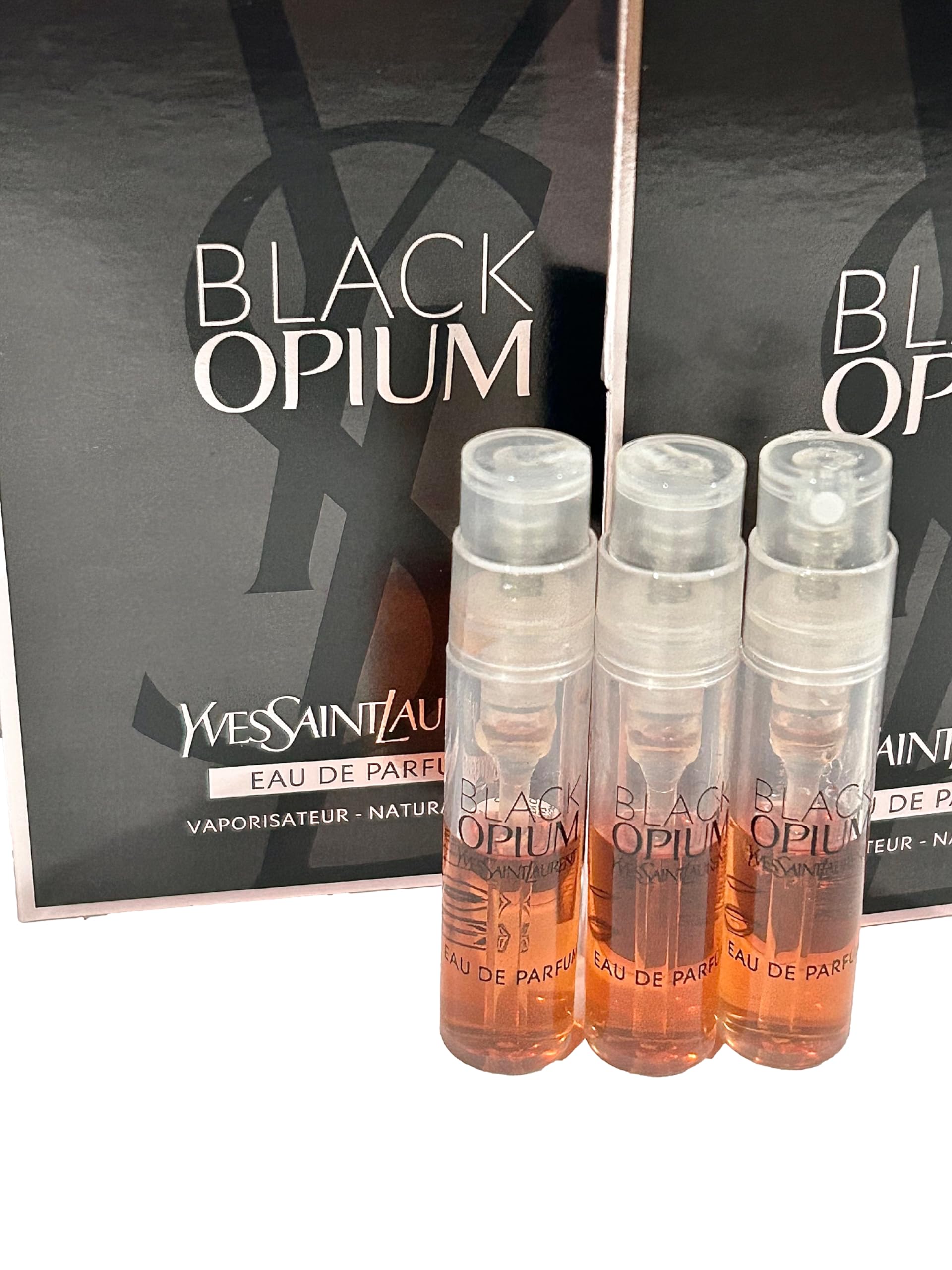 YSL Black Opium miniature vial with secure cap for everyday use