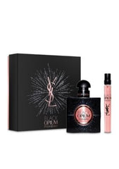 Yves Saint Laurent Black Opium bottle in festive gift box for holiday gifting
