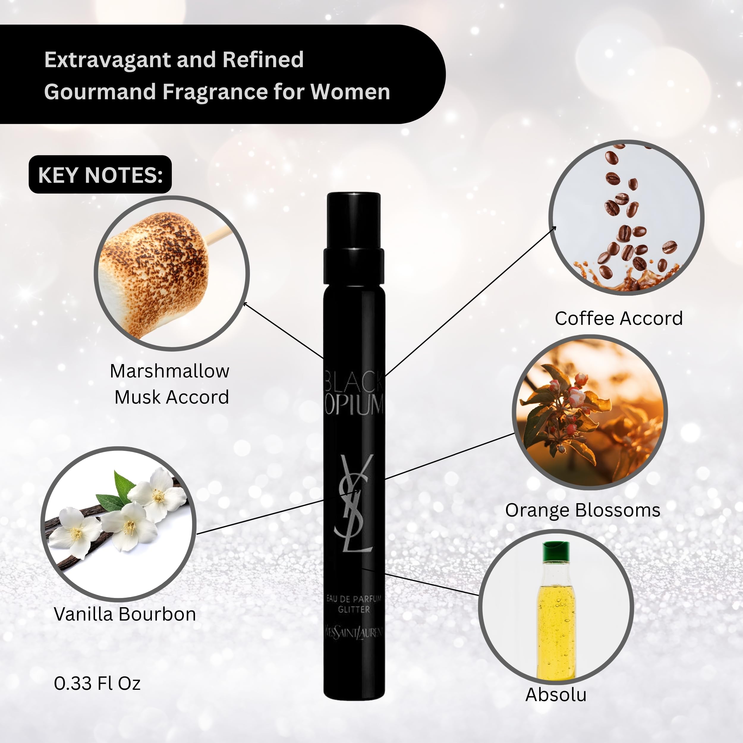 YSL Black Opium Glitter coffee notes evoke warmth