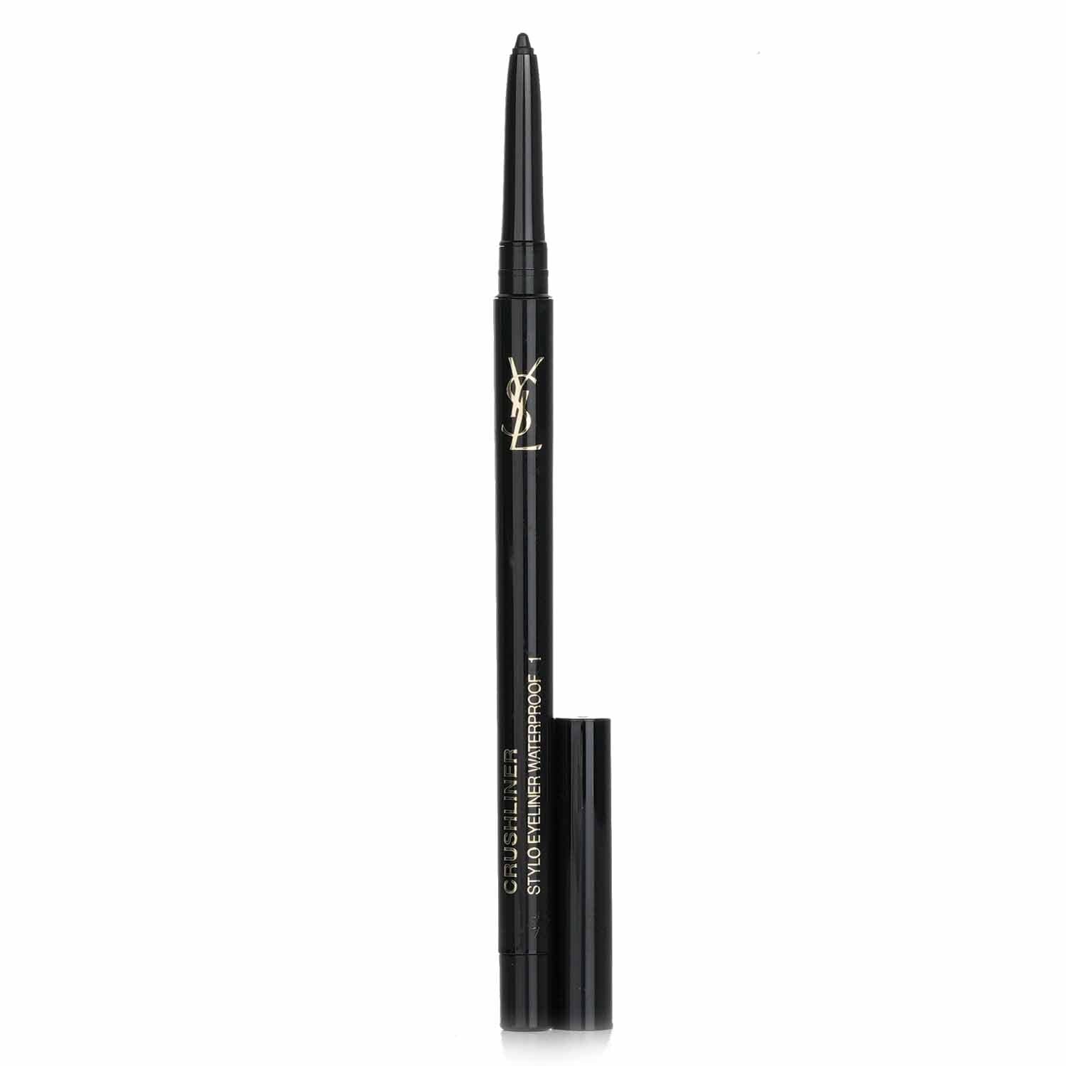 YSL Crushliner Stylo packaging closeup showing waterproof formula in motion