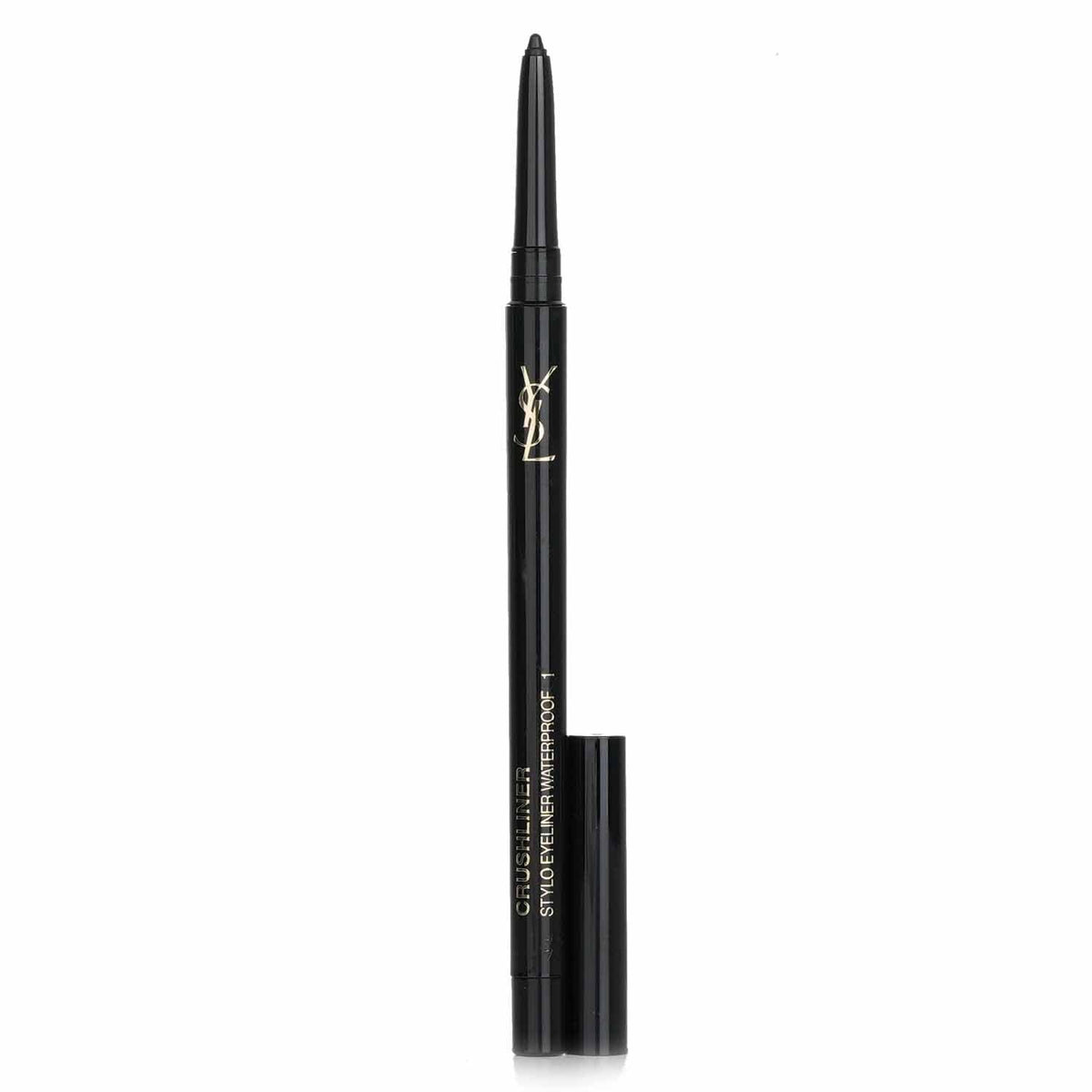 YSL Crushliner Stylo packaging closeup showing waterproof formula in motion