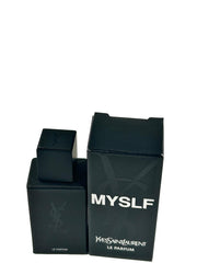 YSL Le Parfum Myslf bottle on white background highlights compact travel size and premium design