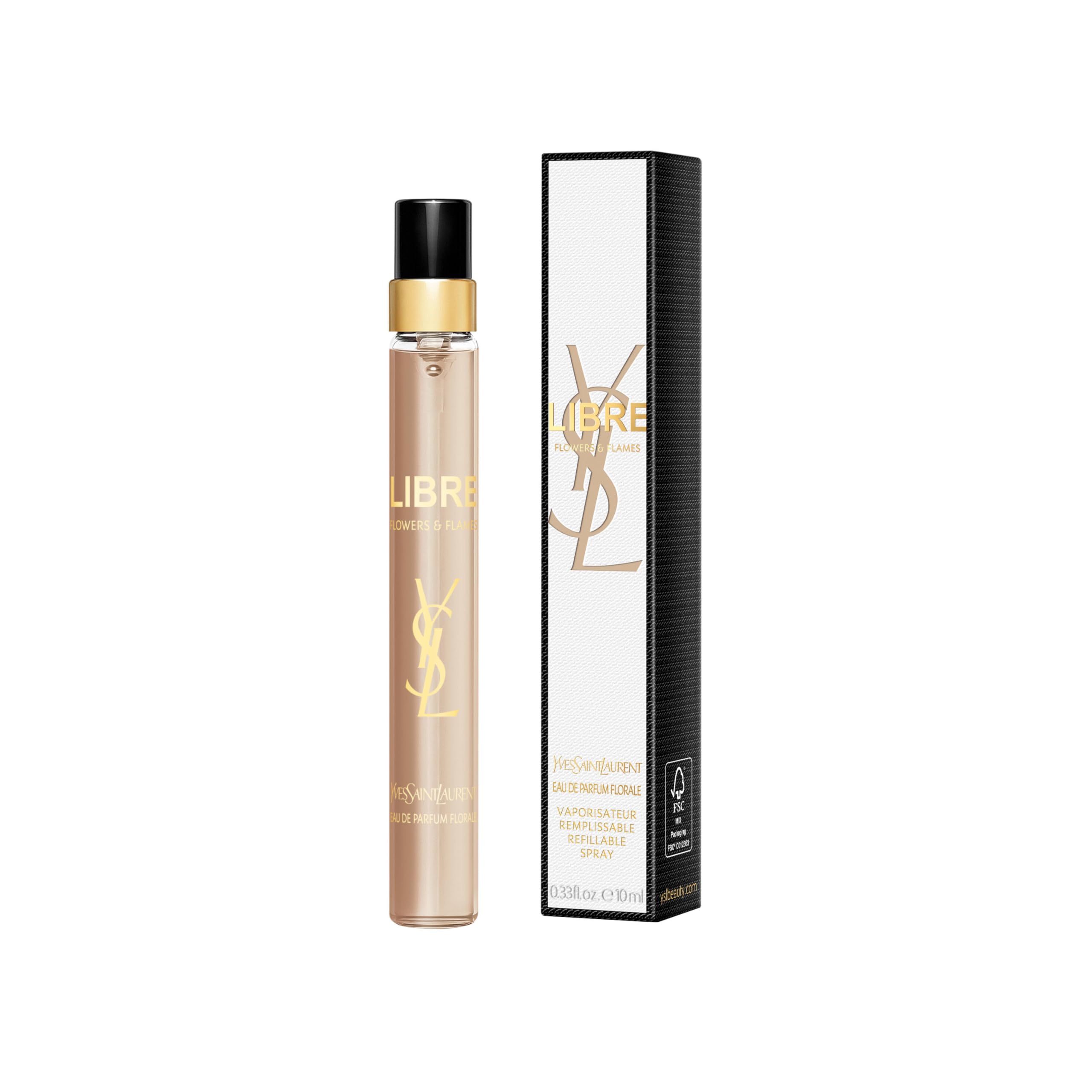 YSL Libre Flowers & Flames bottle pour shows a sunny floral fusion for everyday elegance