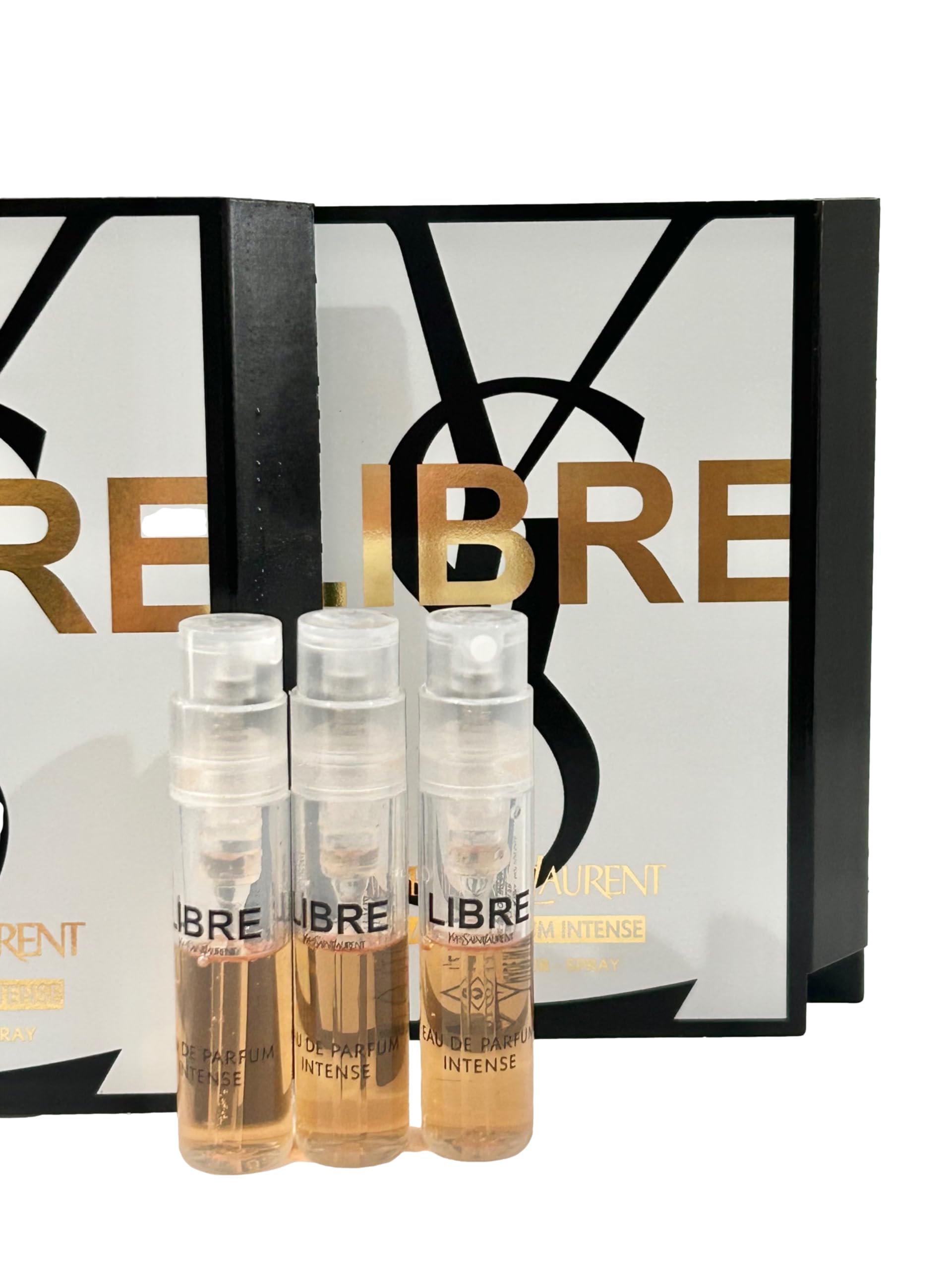 Three YSL Libre Intense sample vials for on-the-go testing
