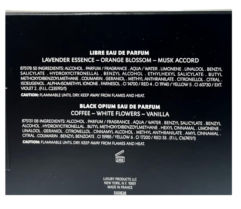 Back view of Libre mini bottle in gift set for daily wear