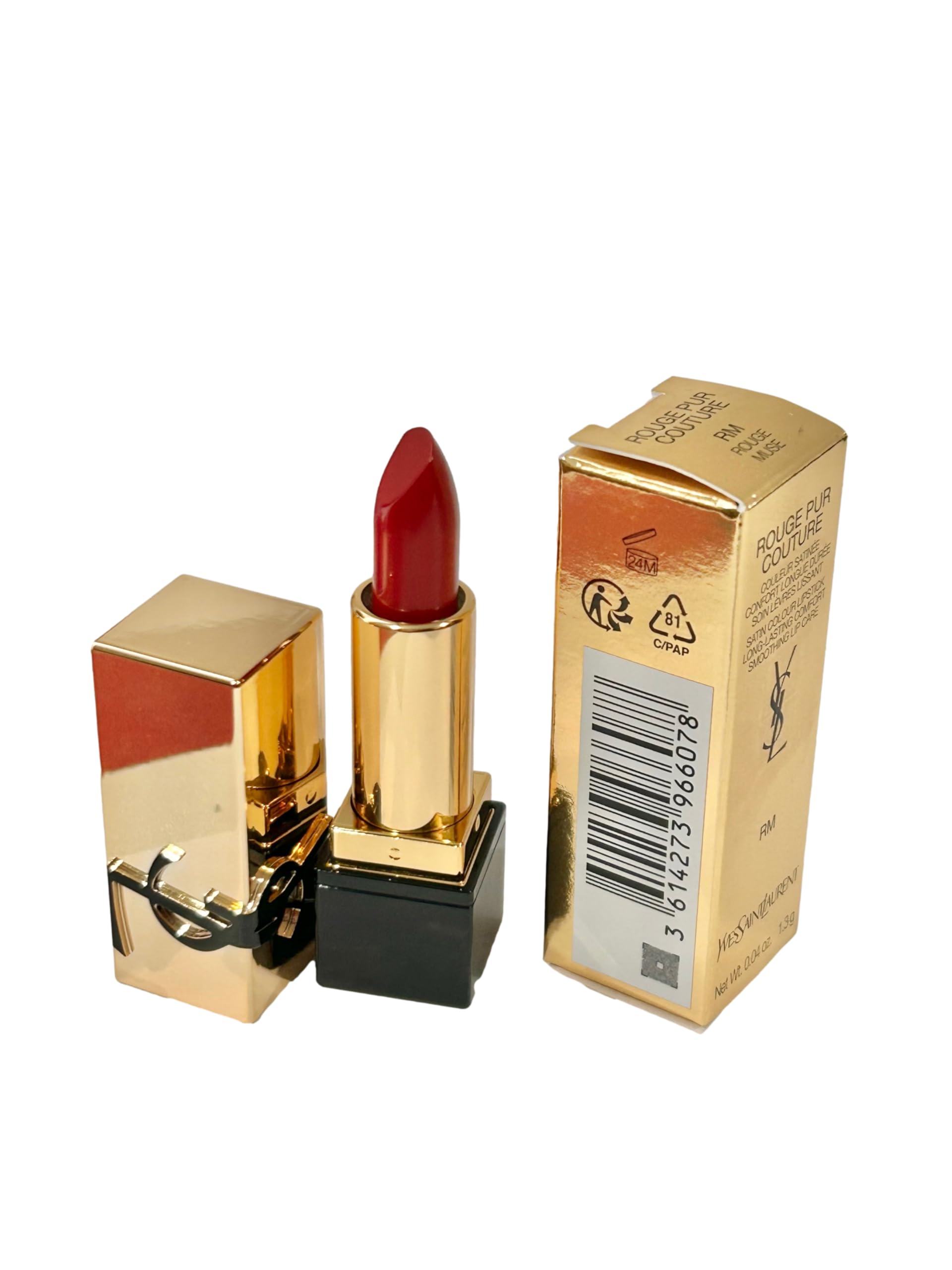 YSL Muse travel-size lipstick in compact packaging for on-the-go touch-ups.