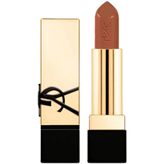 Yves Saint Laurent Rouge Pur Couture Satin Lipstick N11 Brun Caftan packaging close-up highlighting premium gold casing.