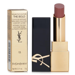 YSL Rouge Pur Couture The Bold 13 lip swatches on lips for vibrant shine and depth.
