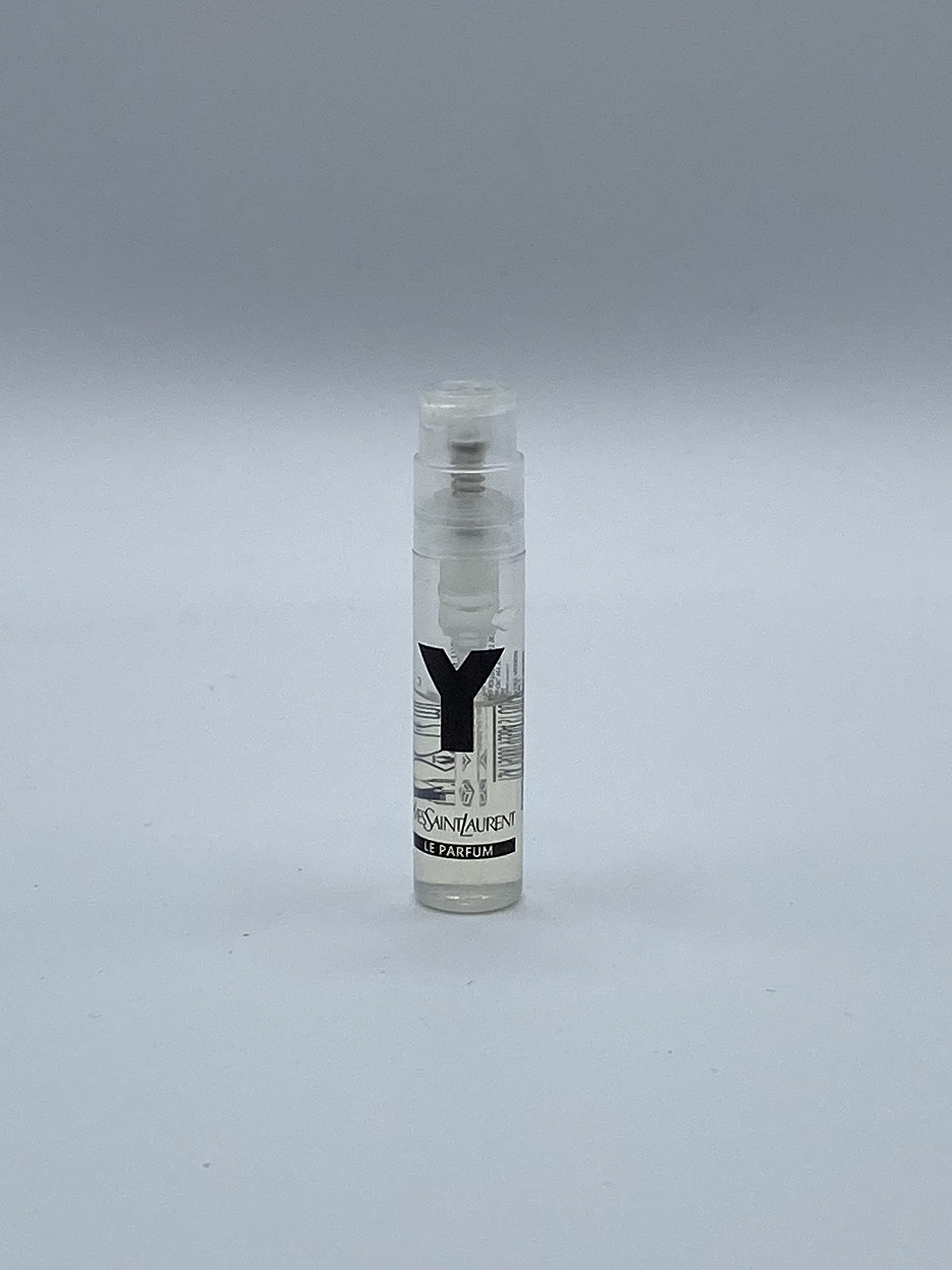 YSL Y For Men sample vial, side view, compact tester for on-the-go testing.