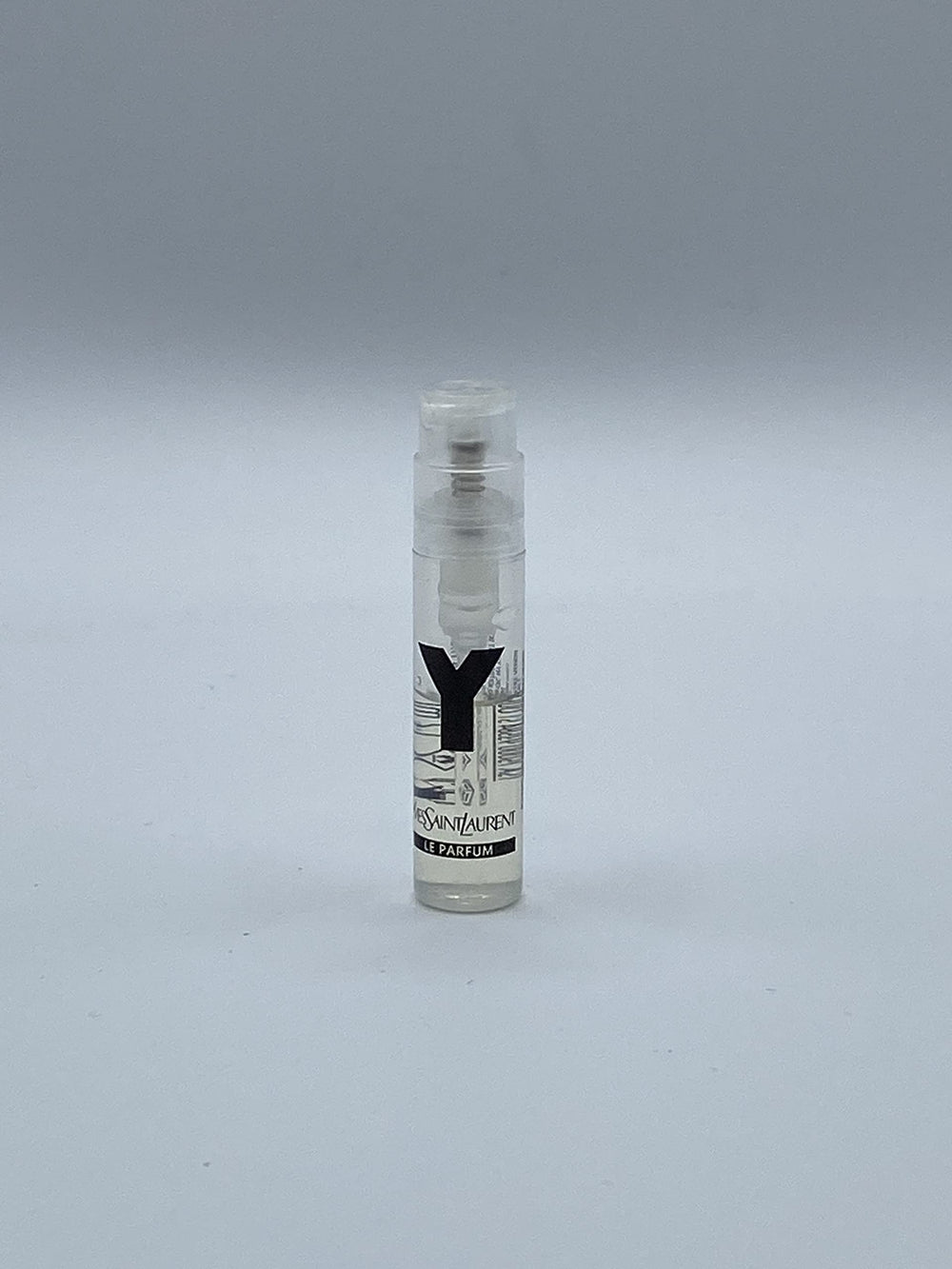 YSL Y For Men sample vial, side view, compact tester for on-the-go testing.
