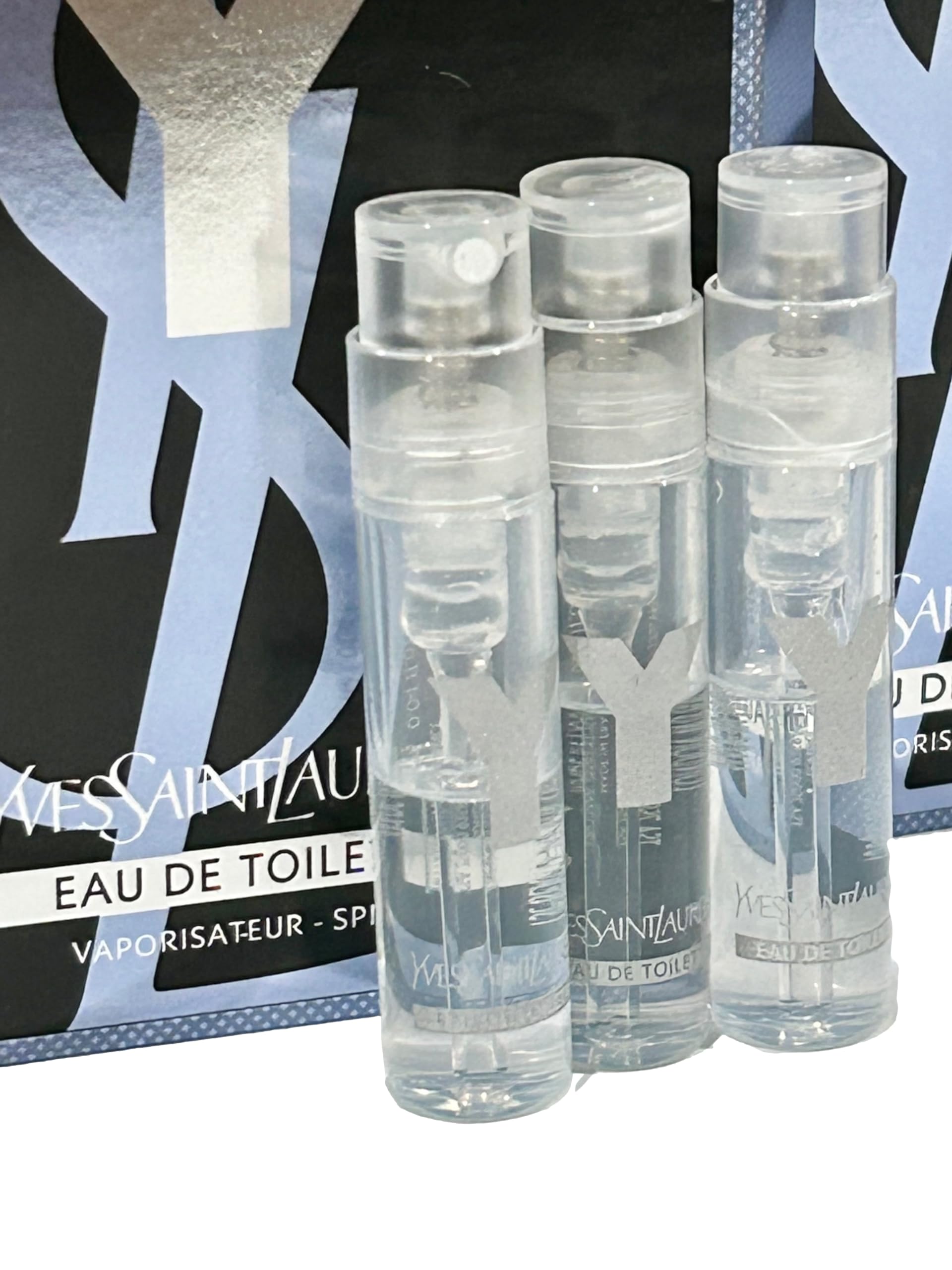 Yves Saint Laurent Y Men set of 3 vials for quick fragrance trials.